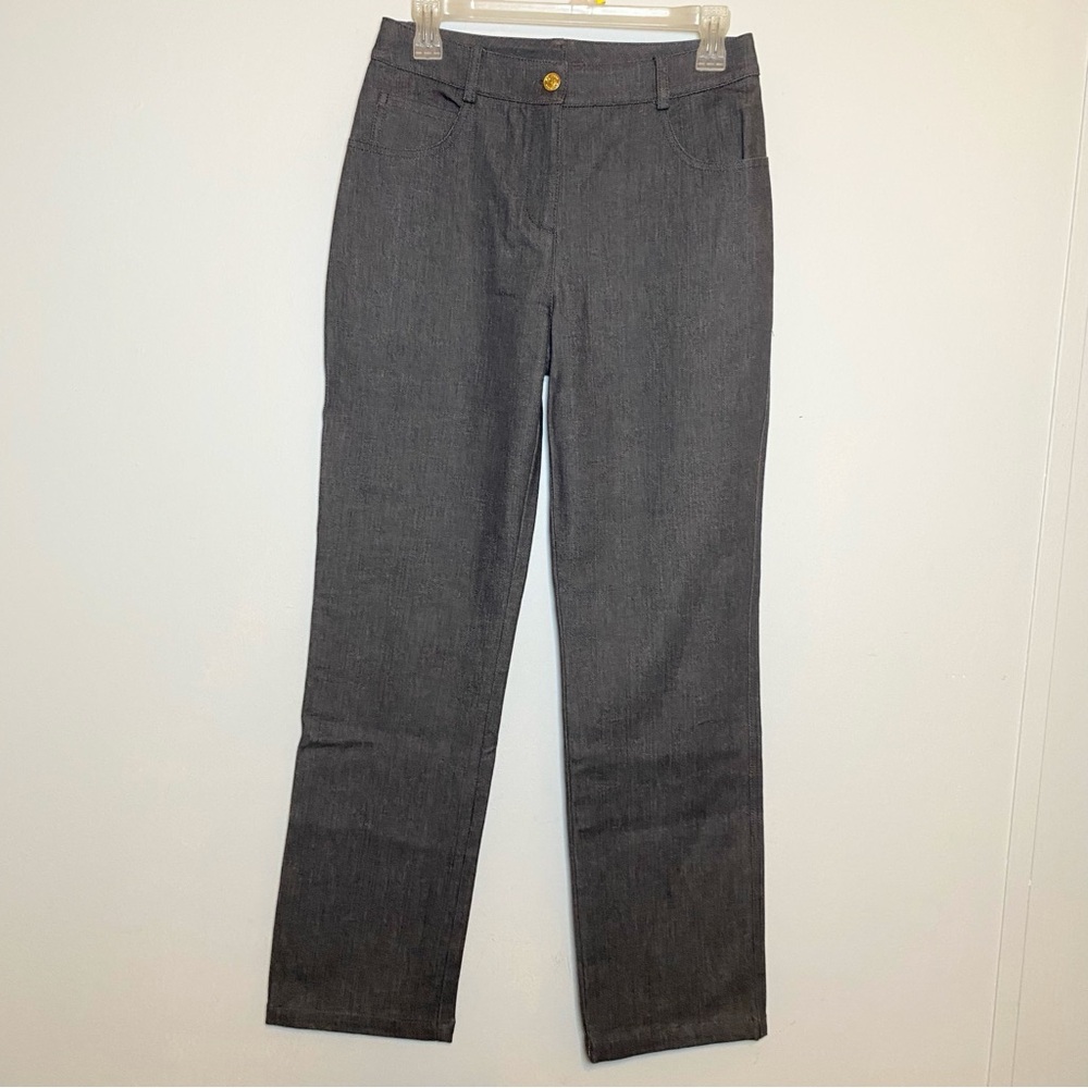 St. John Essentials Jeans Women’s Gray High Rise Straight Leg Pants Stretch Sz 4